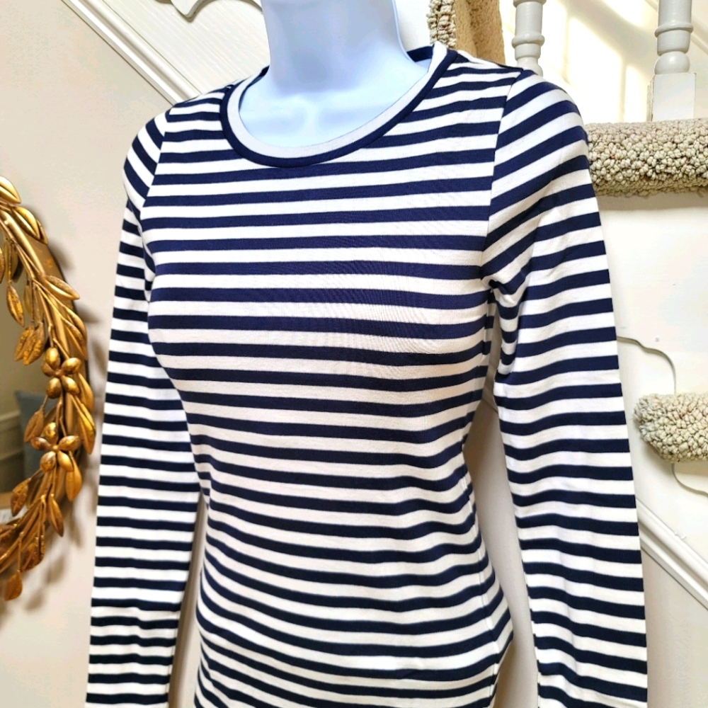 New! J Crew sz XS X-Small Slim Perfect Long-sleeve T-shirt Striped NWT - Picture 3 of 5